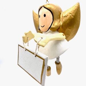 Memo Angel Hand Carved and Hand Painted Ornament
